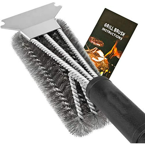 BBQ Grill Brush Wire Cleaning Brush Scraper with Stainless Steel Bristles Fan 
